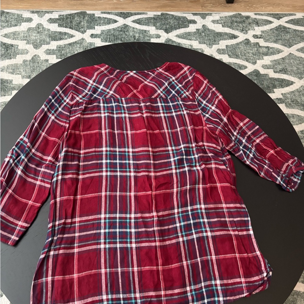 Talbots Flannel Red and Blue Plaid Top - Picture 4 of 4